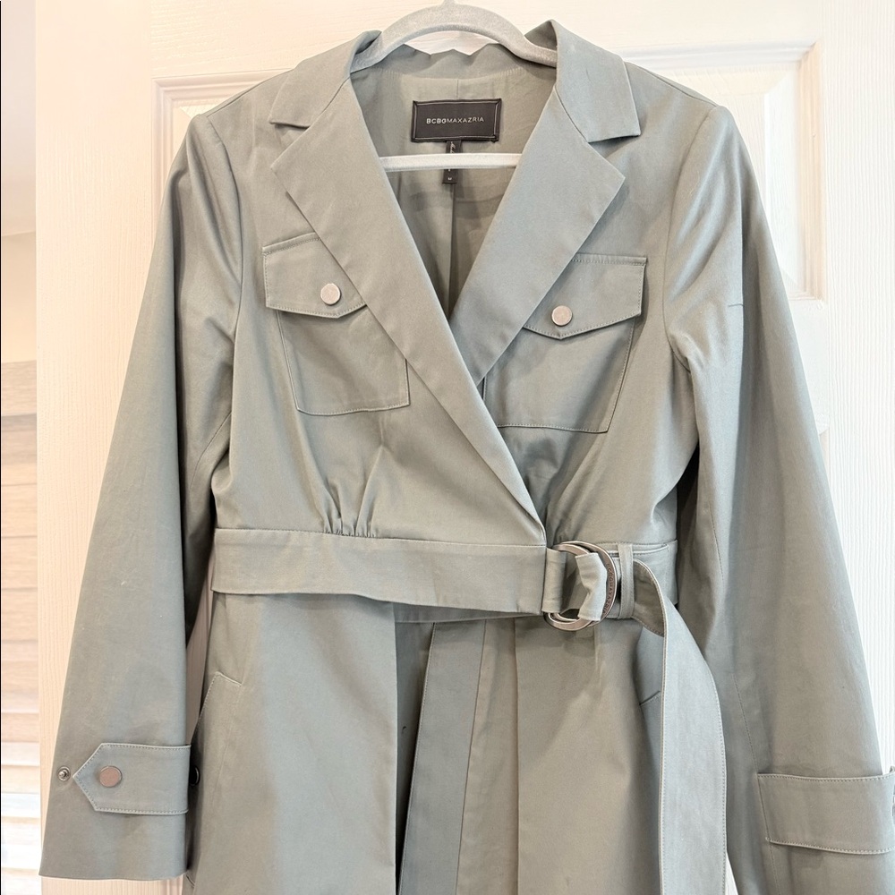 BCBG stylish trench jacket in green color size M